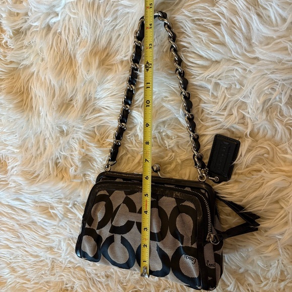 Coach Kisslock Purse Vintage Parker Black Signature C Chain Canvas Shoulder Bag - Picture 4 of 9